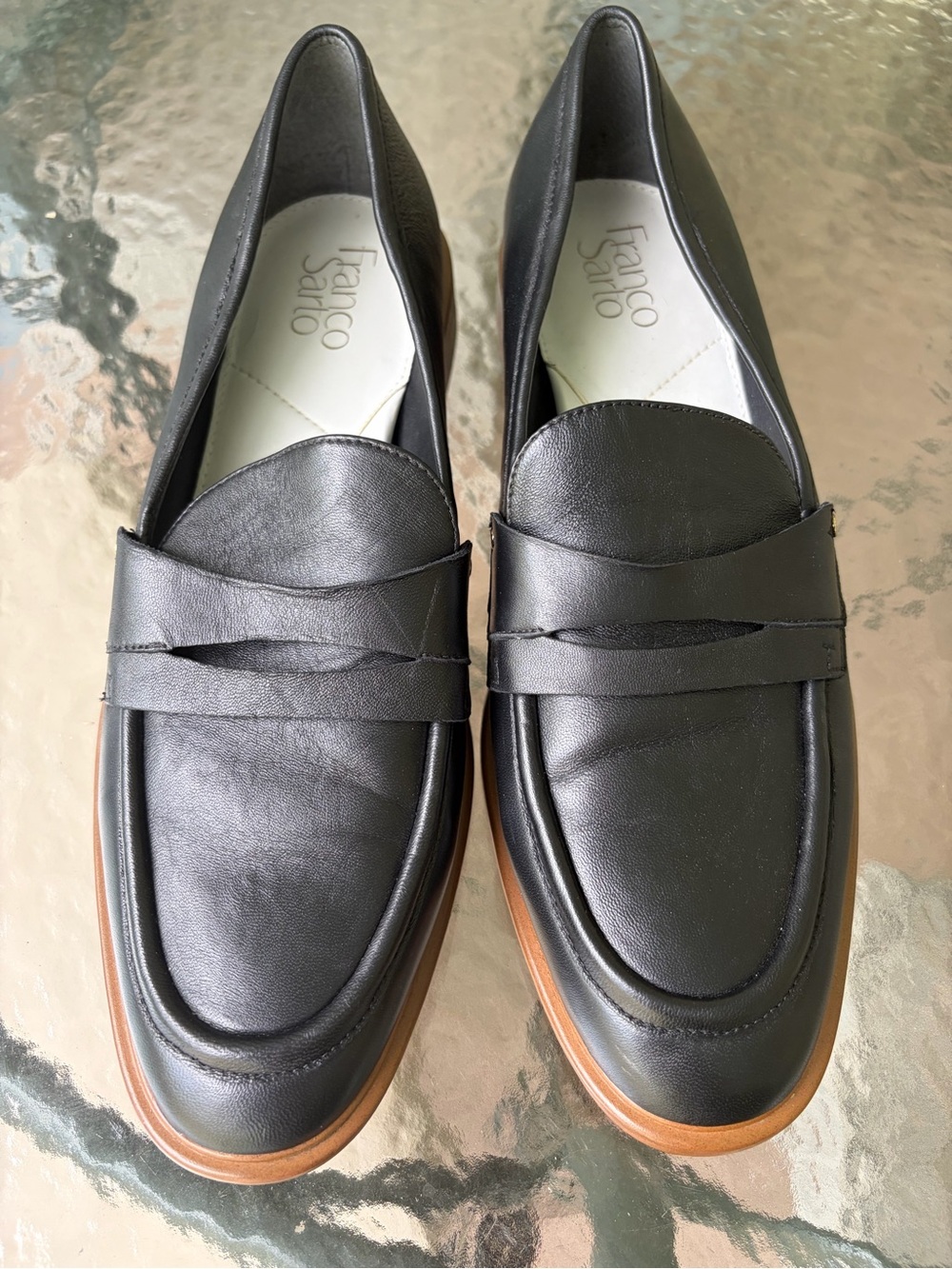 Franco Sarto Edith Penny Loafers Womens 11 M Black Leather preowned